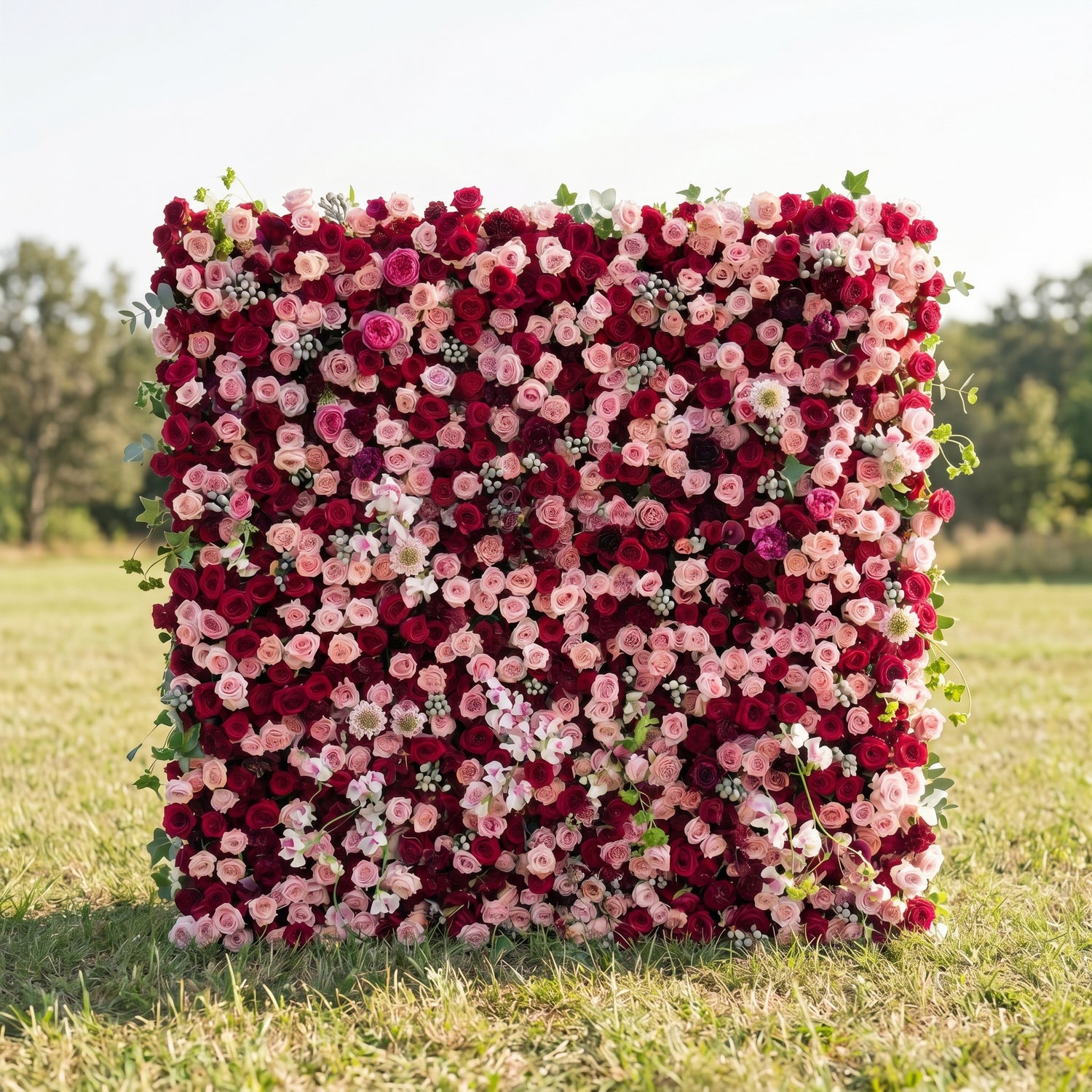 Holly 3D Fabric Backdrop Artificial Flower Wall with Zip-Up Design for Events and Home Decoration