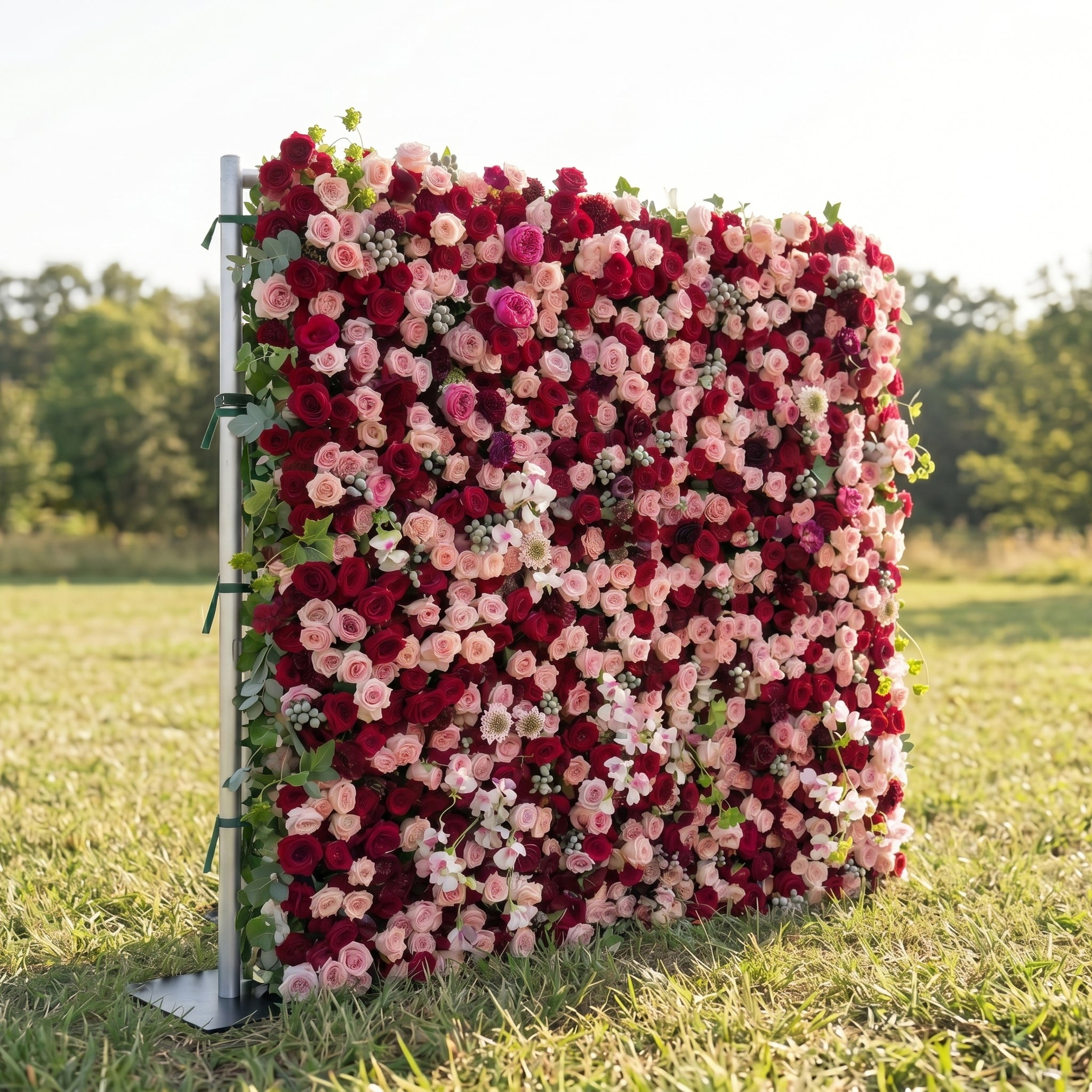Holly 3D Fabric Backdrop Artificial Flower Wall with Zip-Up Design for Events and Home Decoration