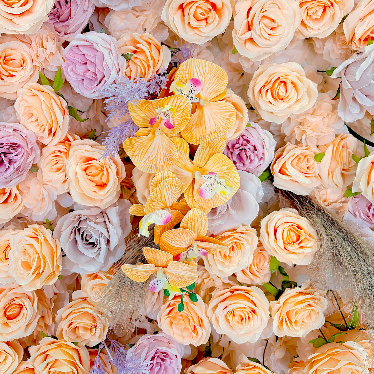 Pomona 3D Champagne &amp; Peach Silk Rose Flower Wall with Autumn Berries for Romantic Manor Weddings