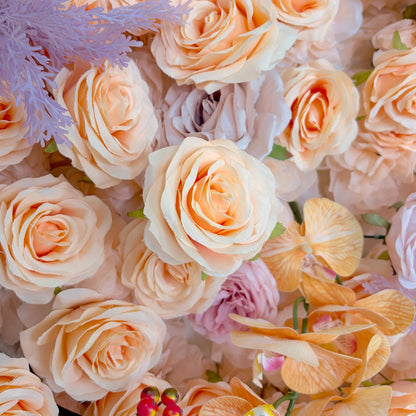 Pomona 3D Champagne &amp; Peach Silk Rose Flower Wall with Autumn Berries for Romantic Manor Weddings
