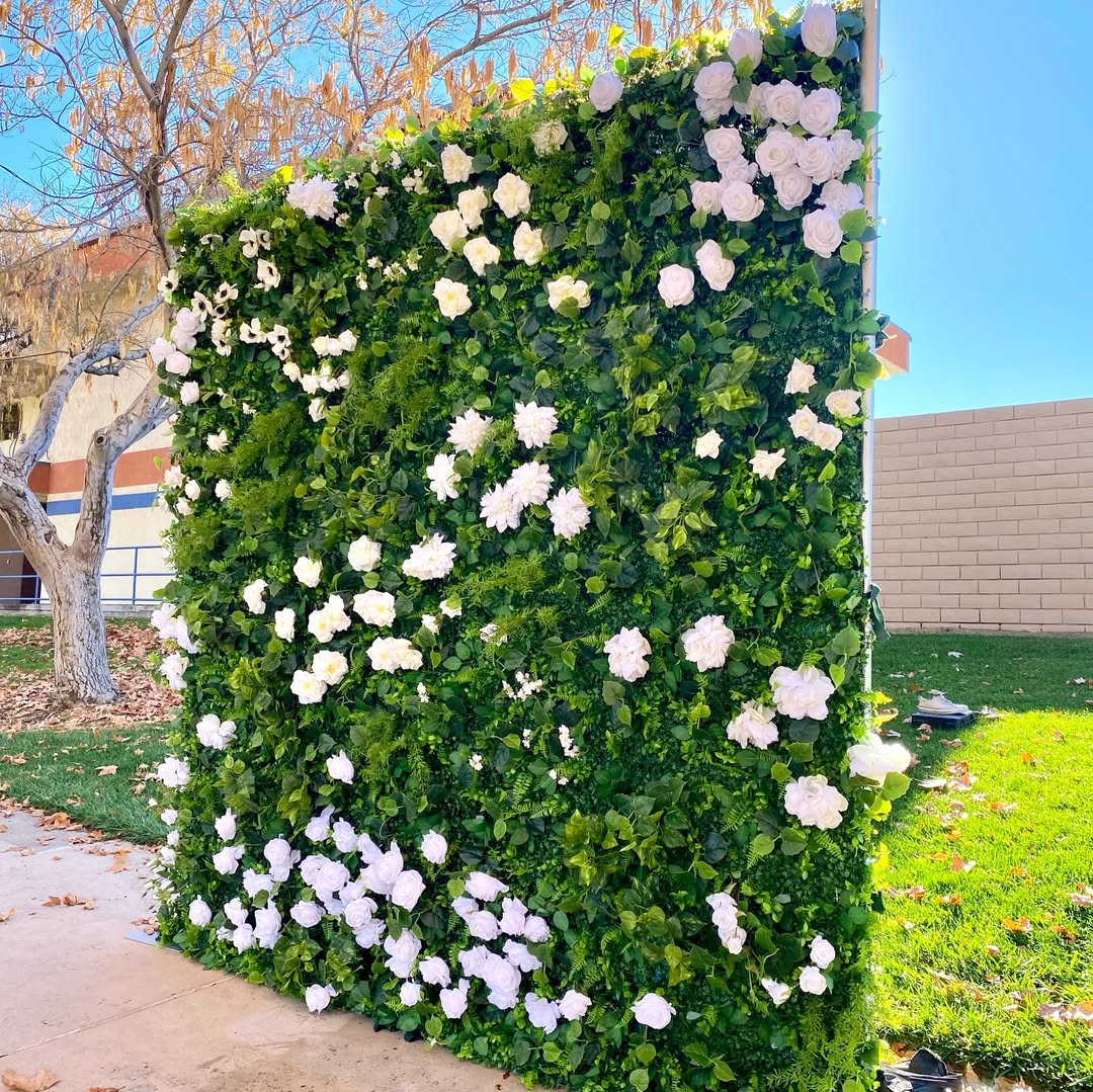 Cornell 2D Fabric Backdrop Artificial Flower Wall with Zip-Up Design for Wedding and Photobooth