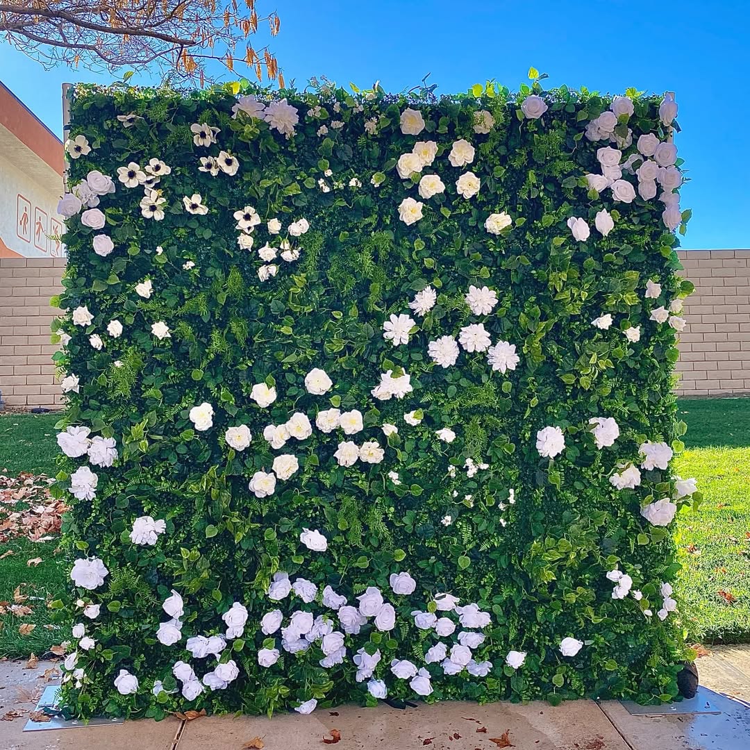 Cornell 2D Fabric Backdrop Artificial Flower Wall with Zip-Up Design for Wedding and Photobooth