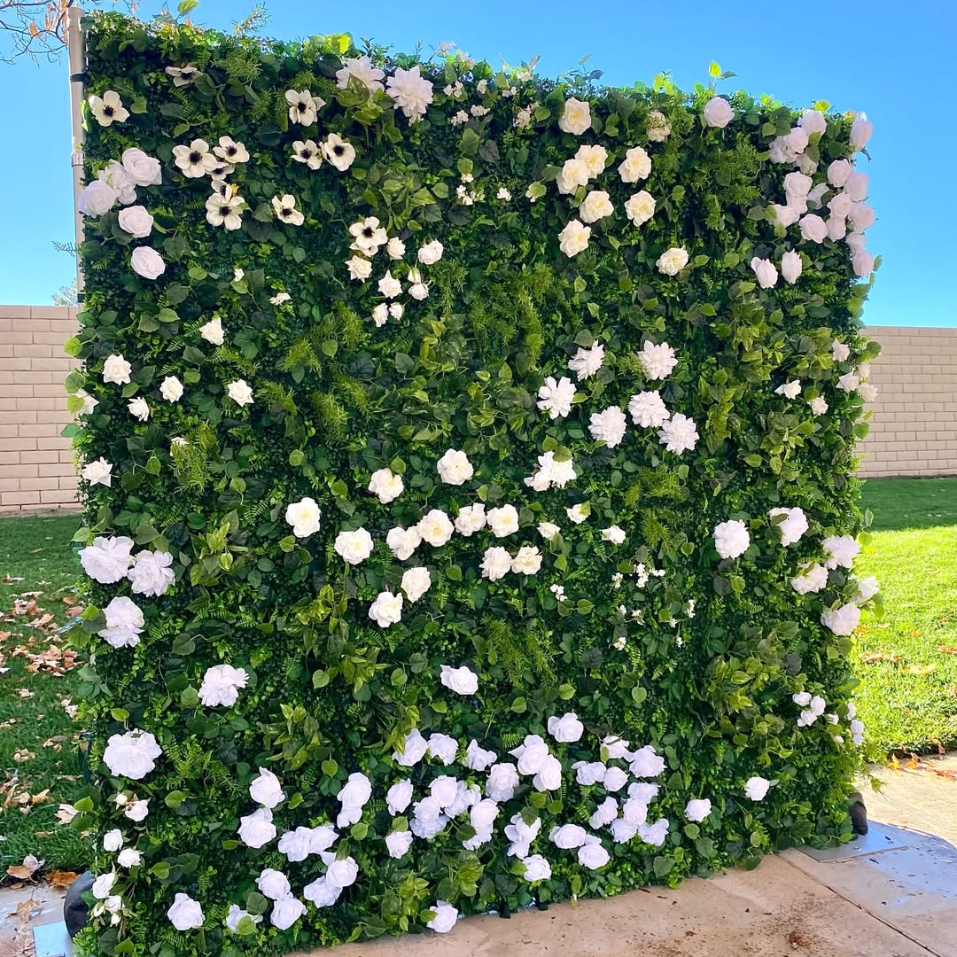 Cornell 2D Fabric Backdrop Artificial Flower Wall with Zip-Up Design for Wedding and Photobooth