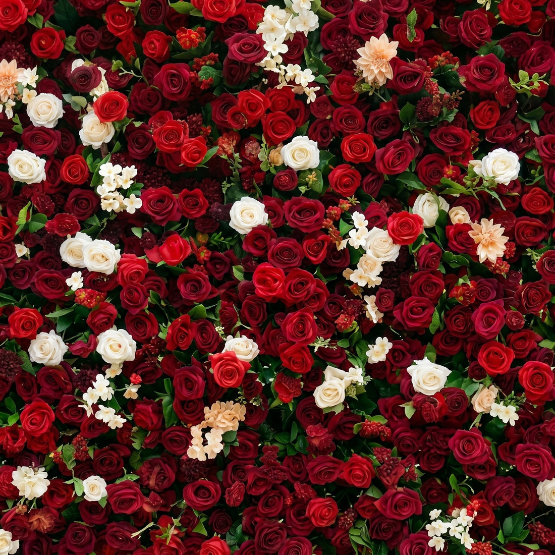 Isla 3D Red Rose Flower Wall Fabric Artificial Zip Up Curtain Flower Wall For Wedding and Events Decoration