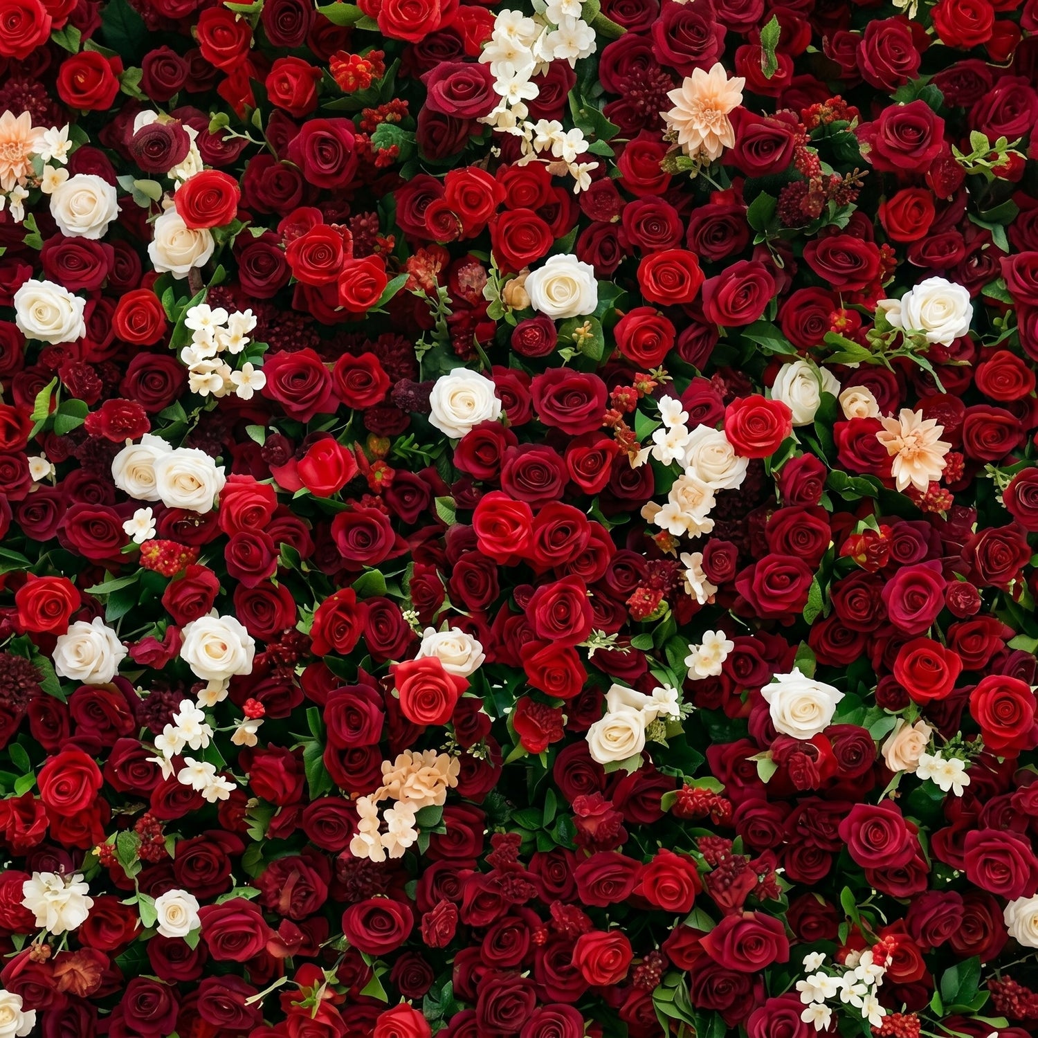 Isla 3D Red Rose Flower Wall Fabric Artificial Zip Up Curtain Flower Wall For Wedding and Events Decoration