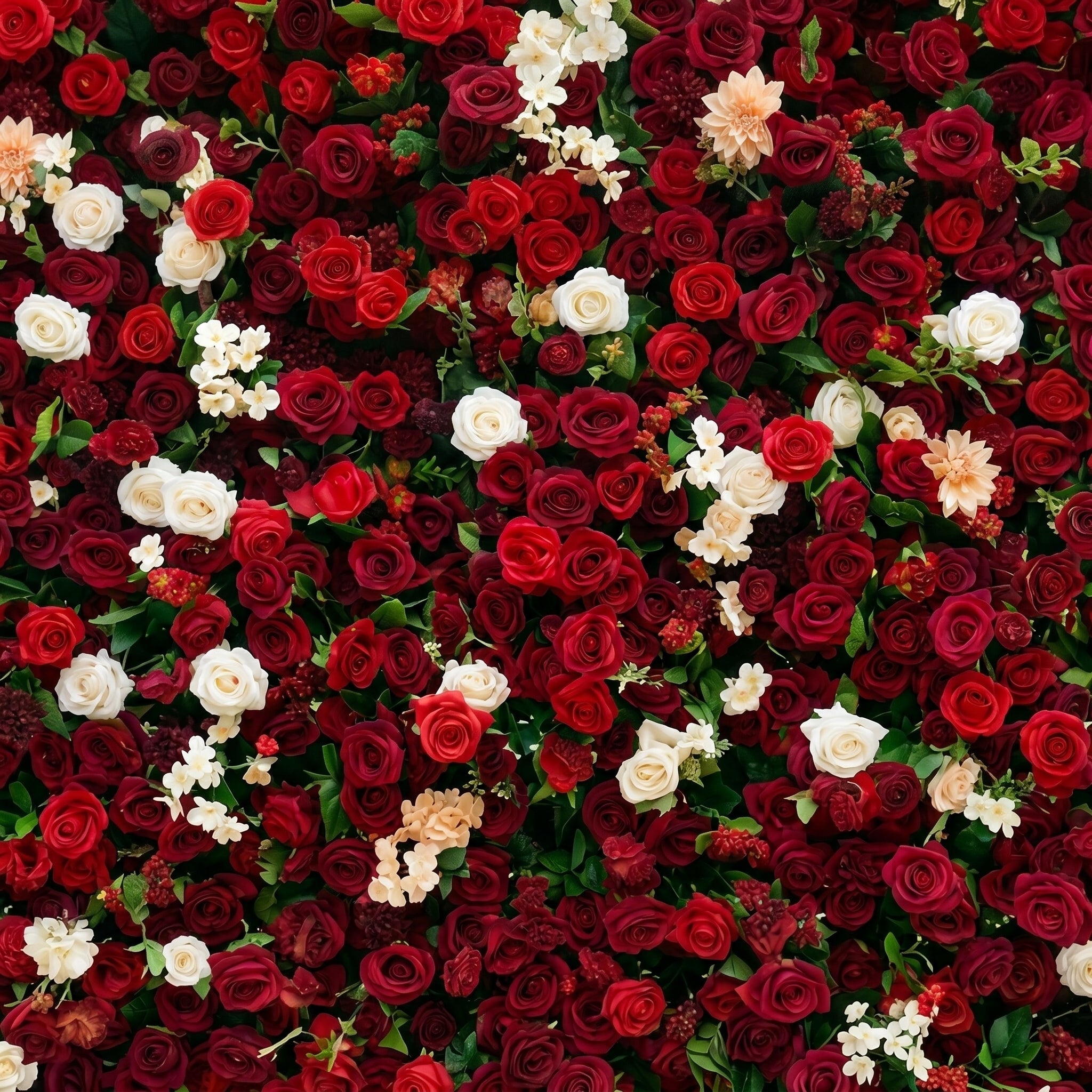 Isla 3D Red Rose Flower Wall Fabric Artificial Zip Up Curtain Flower Wall For Wedding and Events Decoration