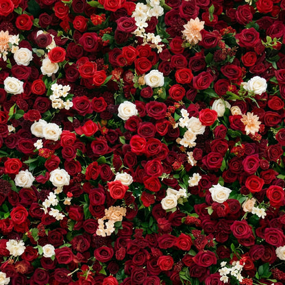 Isla 3D Red Rose Flower Wall Fabric Artificial Zip Up Curtain Flower Wall For Wedding and Events Decoration