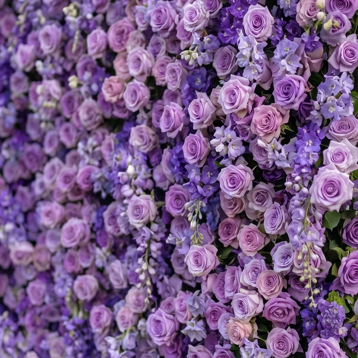 Ivy 3D Fabric Backdrop Purple Artificial Flower Wall with Zip-Up Design for Events and Home Decoration