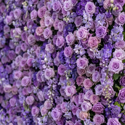 Ivy 3D Fabric Backdrop Purple Artificial Flower Wall with Zip-Up Design for Events and Home Decoration