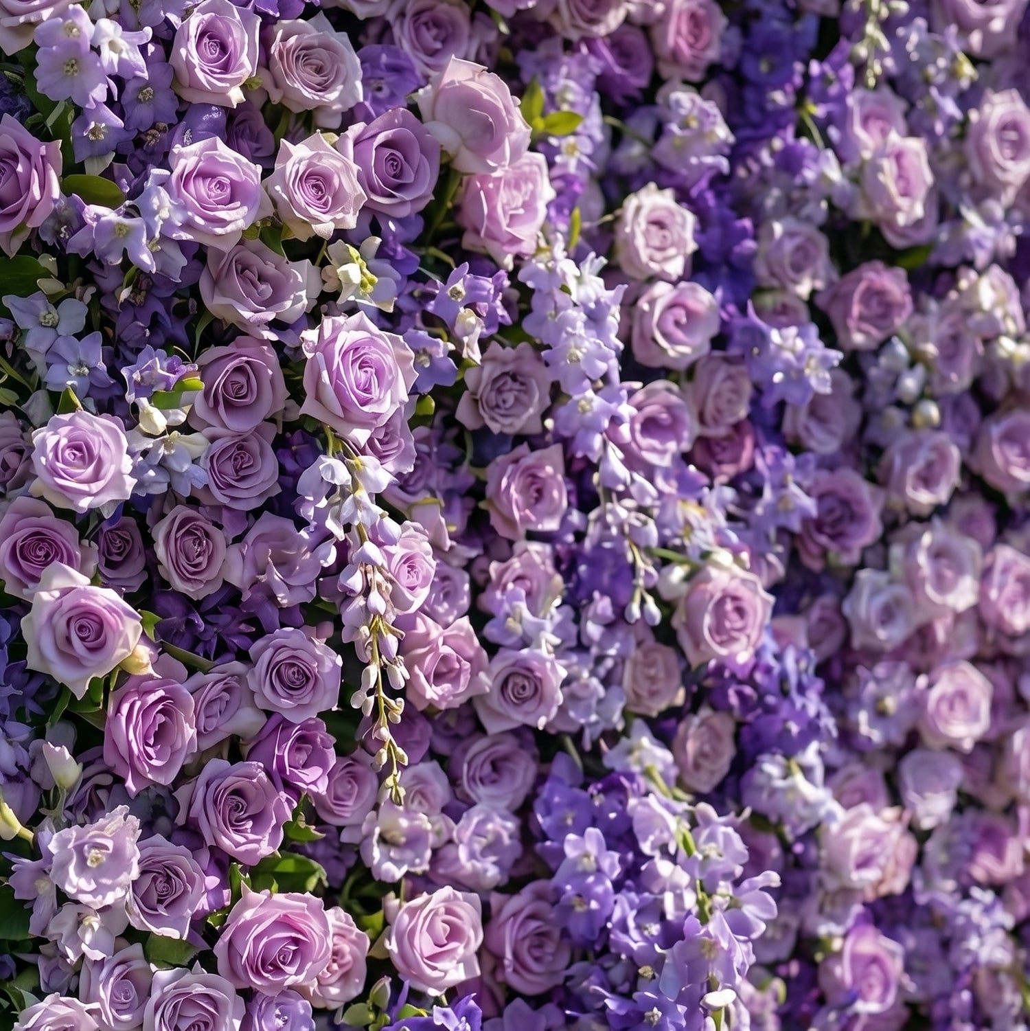 Ivy 3D Fabric Backdrop Purple Artificial Flower Wall with Zip-Up Design for Events and Home Decoration