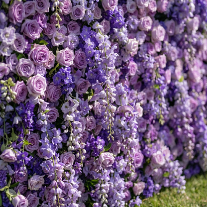 Ivy 3D Fabric Backdrop Purple Artificial Flower Wall with Zip-Up Design for Events and Home Decoration