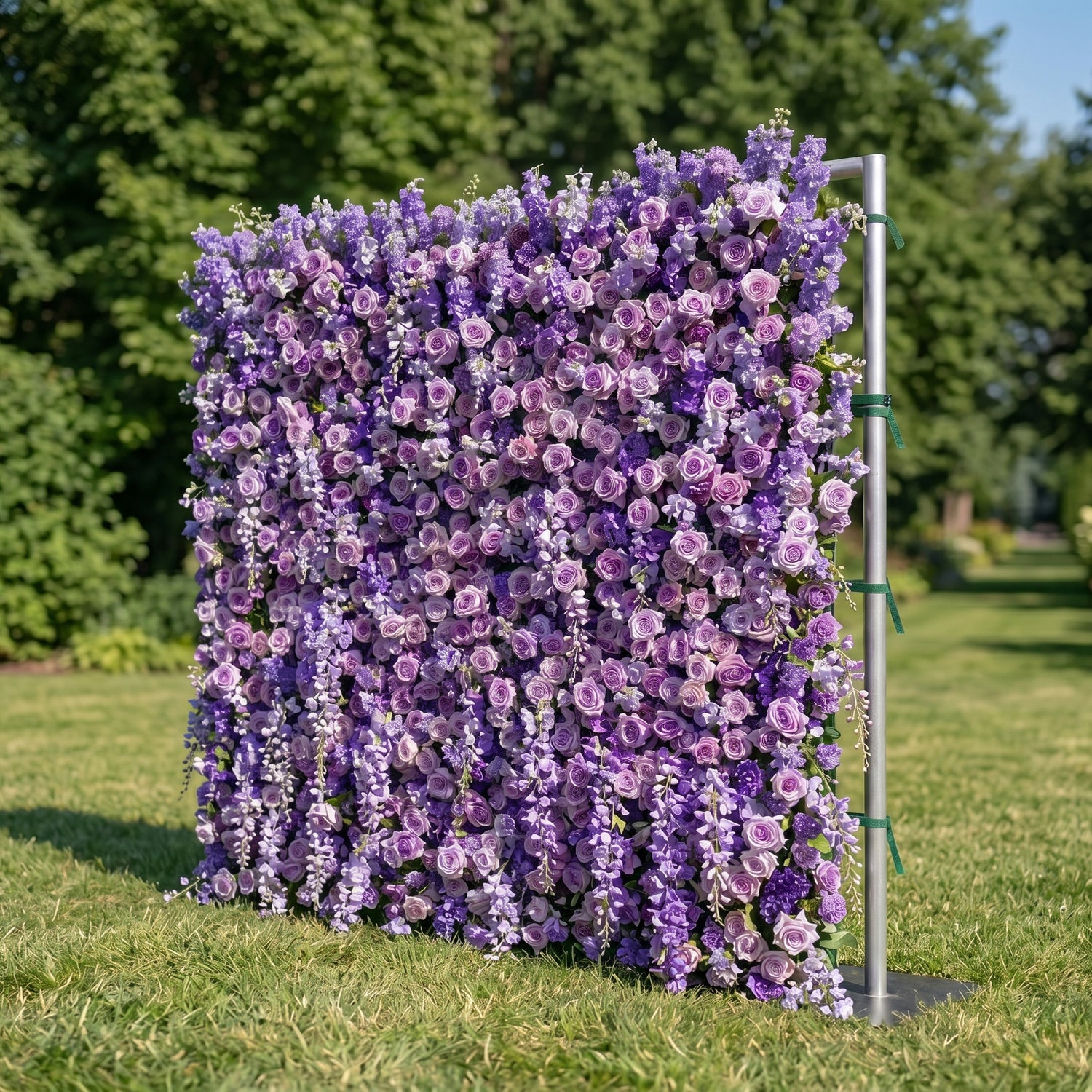 Ivy 3D Fabric Backdrop Purple Artificial Flower Wall with Zip-Up Design for Events and Home Decoration