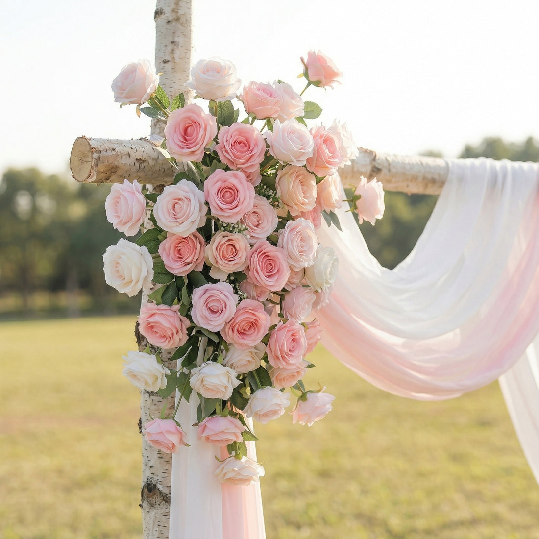 Jessamine Romantic Pink Rose and Draping Arch—Specially Designed for Wedding Receptions