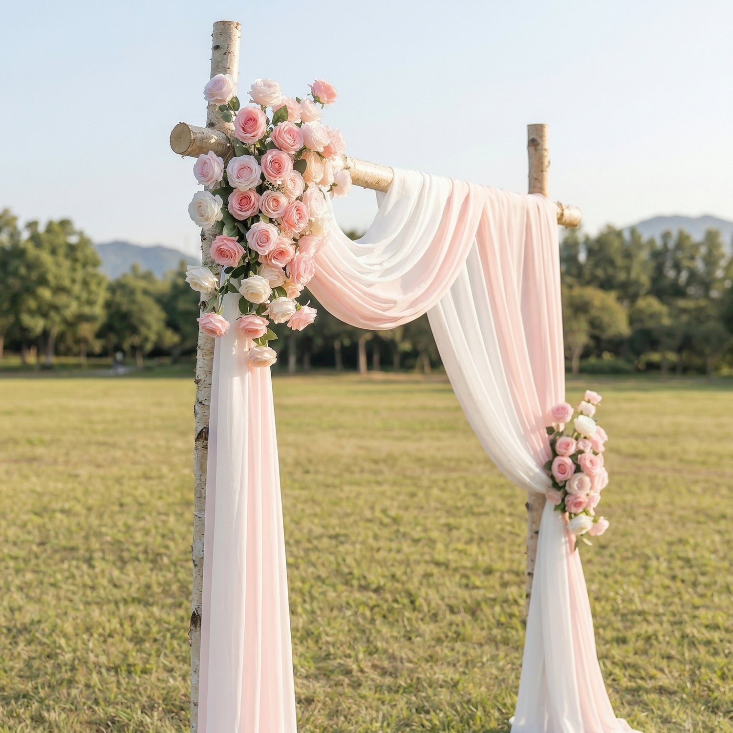 Jessamine Romantic Pink Rose and Draping Arch—Specially Designed for Wedding Receptions