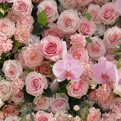 Gale Premium 4D Cherry Blossom Pink Silk Flower Wall with Luxe Orchid Accents for Sweet Parties &amp; Photo Booths