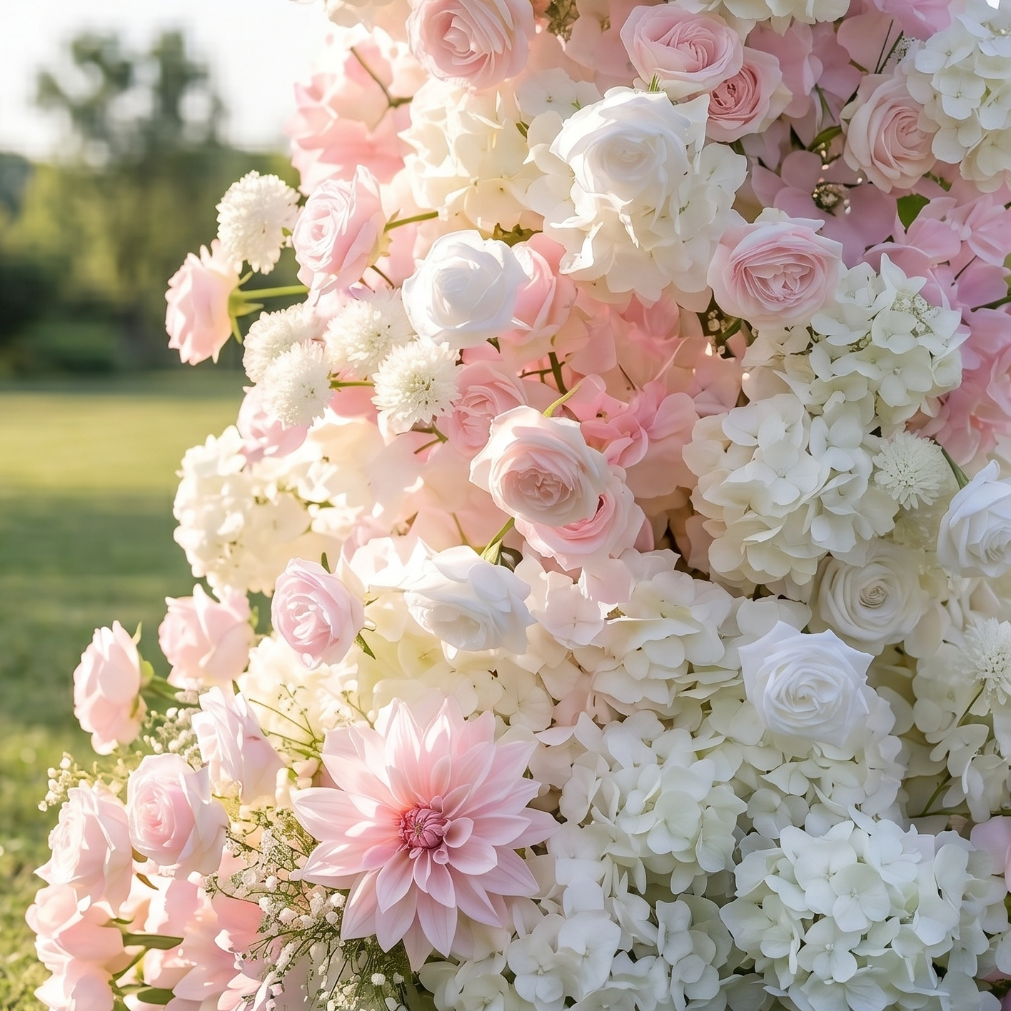 Juliette 3D Pink Artificial Flower Pillar Wedding Backdrop Arch KT Board Decor Floral Arrangement