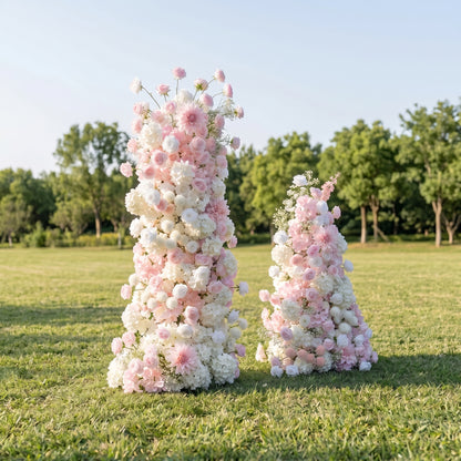 Juliette 3D Pink Artificial Flower Pillar Wedding Backdrop Arch KT Board Decor Floral Arrangement
