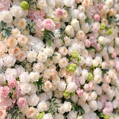 June 3D Fabric Backdrop Pink &amp; White Artificial Flower Wall with Zip-Up Design for Events and Home Decoration