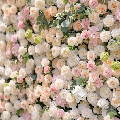 June 3D Fabric Backdrop Pink &amp; White Artificial Flower Wall with Zip-Up Design for Events and Home Decoration