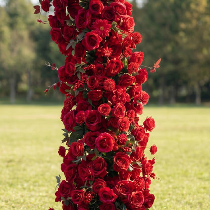 Junia Red Luxury Horn Shaped Flower Arch with Frame for Wedding Party Event Backdrop Decoration