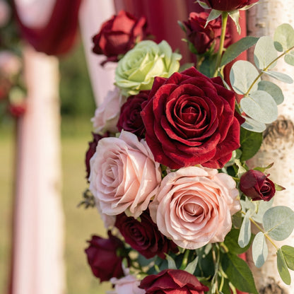 Juniper Chic Red &amp; Pink Rose Draping Arch for Wedding Receptions and Home Decor