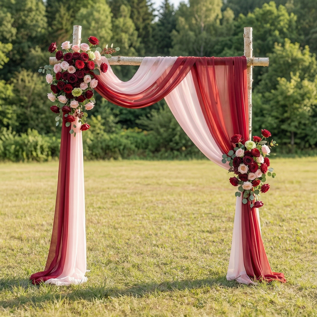 Juniper Chic Red &amp; Pink Rose Draping Arch for Wedding Receptions and Home Decor