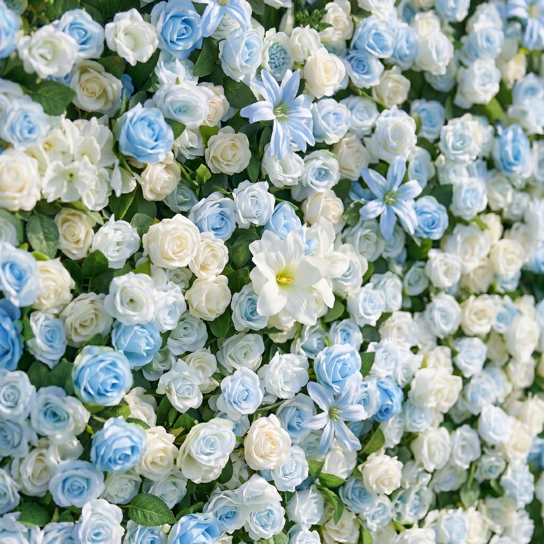 Lark 3D Fabric Backdrop Blue Artificial Flower Wall with Zip-Up Design for Events and Home Decoration