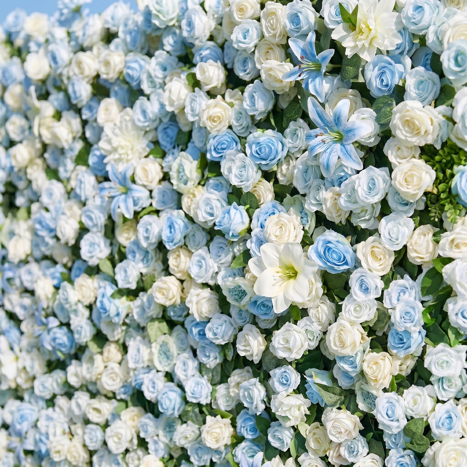 Lark 3D Fabric Backdrop Blue Artificial Flower Wall with Zip-Up Design for Events and Home Decoration