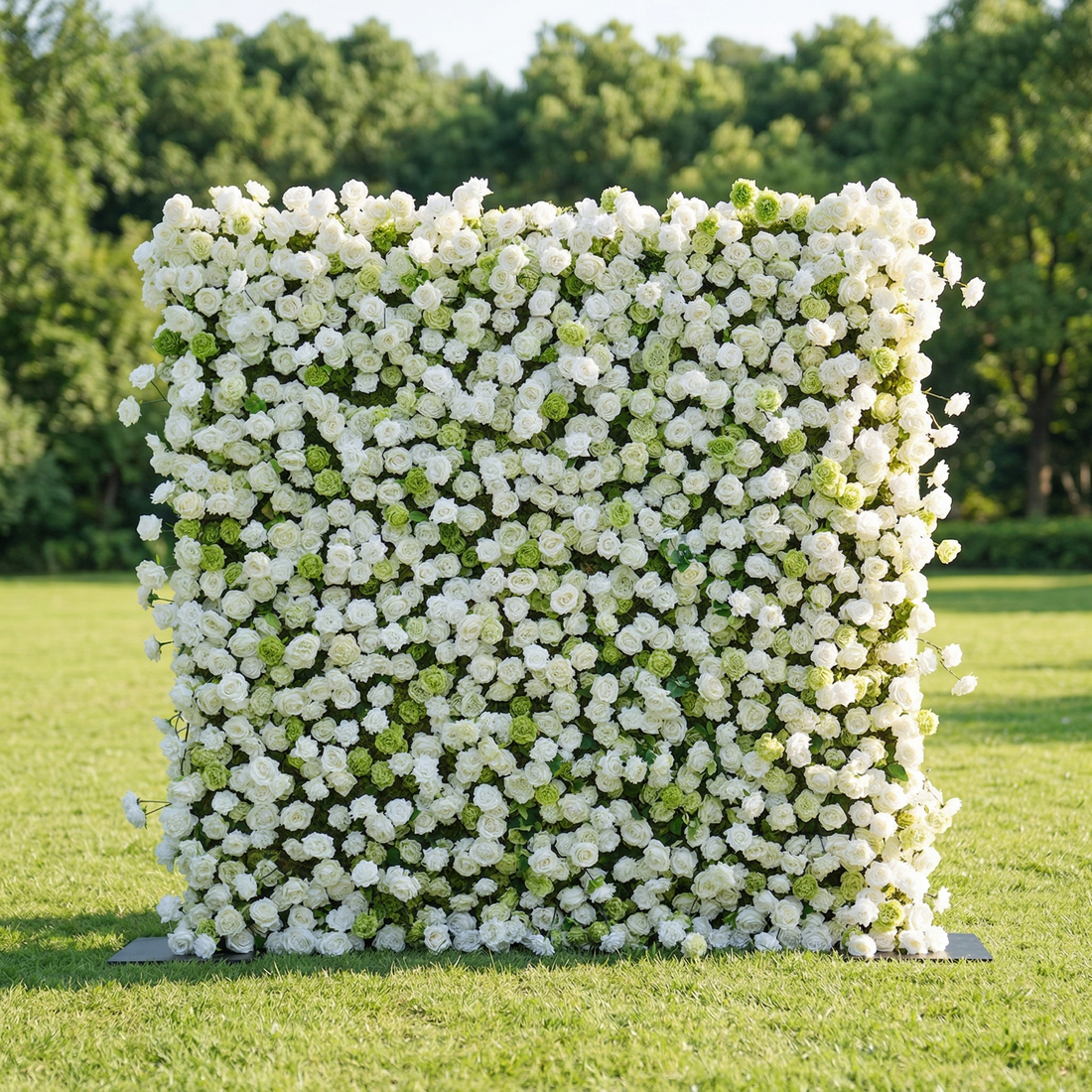 Lotanen 3D White &amp; Green Rose Flower Wall for Outdoor Weddings &amp; Home Decor