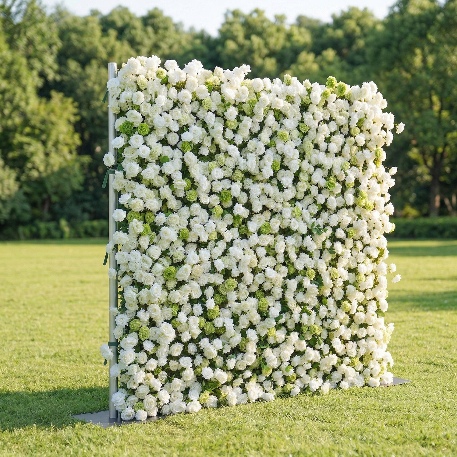 Lotanen 3D White &amp; Green Rose Flower Wall for Outdoor Weddings &amp; Home Decor