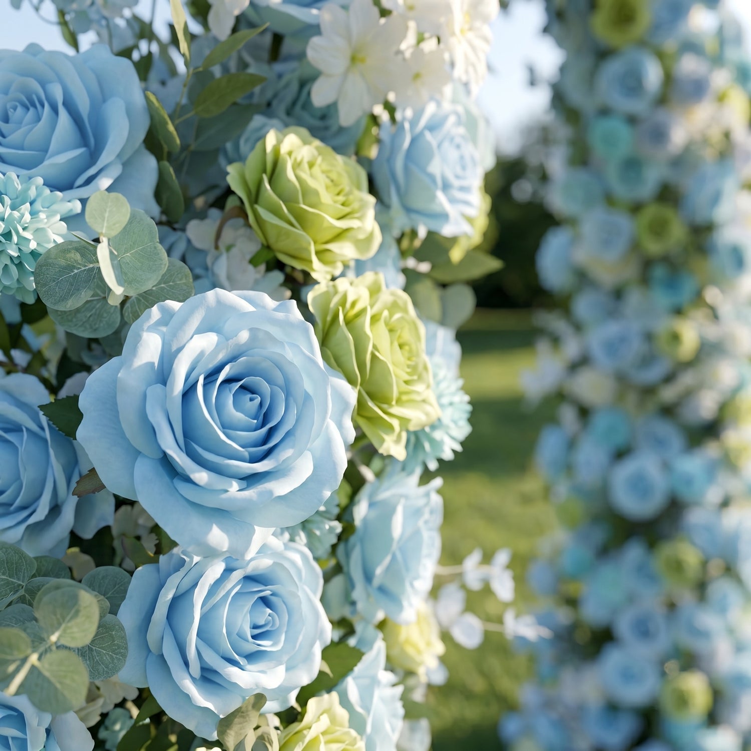 Maribel Blue Luxury Horn Shaped Flower Arch with Frame for Wedding Party Event Backdrop Decoration