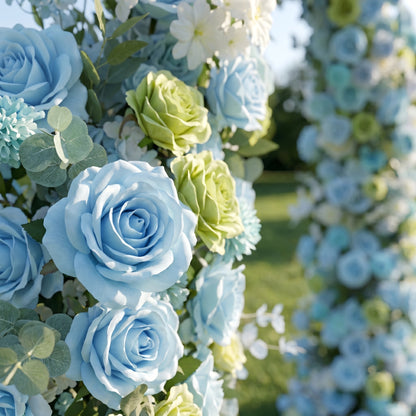 Maribel Blue Luxury Horn Shaped Flower Arch with Frame for Wedding Party Event Backdrop Decoration
