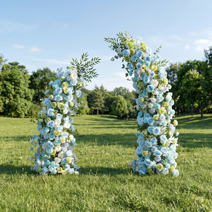 Maribel Blue Luxury Horn Shaped Flower Arch with Frame for Wedding Party Event Backdrop Decoration