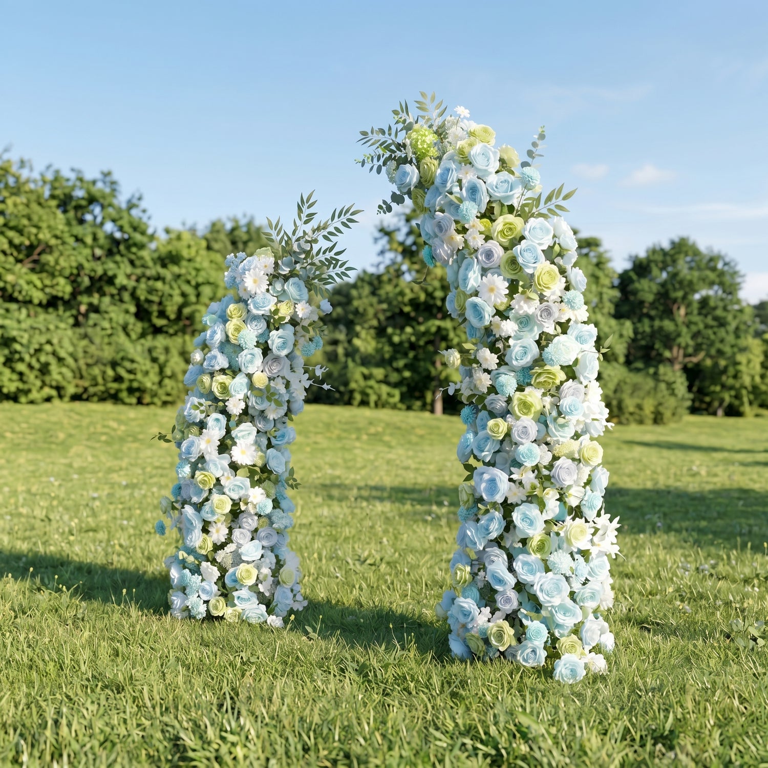 Maribel Blue Luxury Horn Shaped Flower Arch with Frame for Wedding Party Event Backdrop Decoration