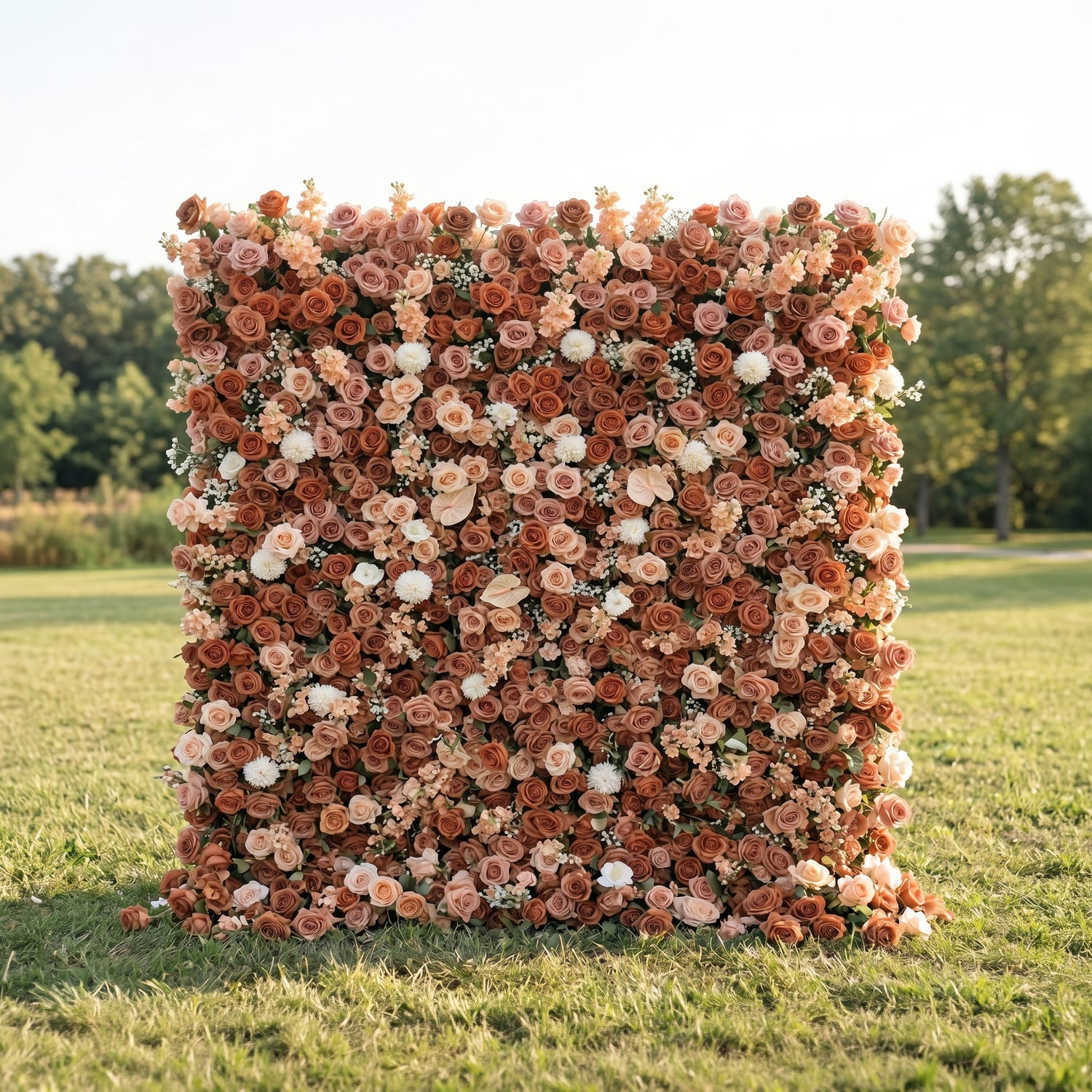 Mila 3D Rose Flower Wall Fabric Artificial Zip Up Curtain Flower Wall For Wedding and Events Decoration
