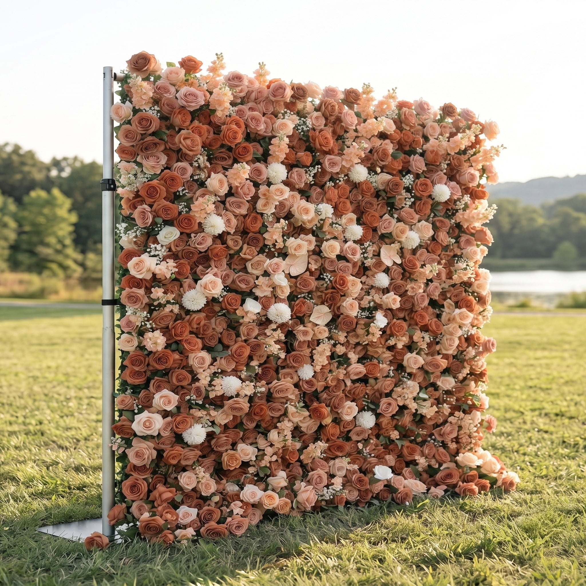 Mila 3D Rose Flower Wall Fabric Artificial Zip Up Curtain Flower Wall For Wedding and Events Decoration