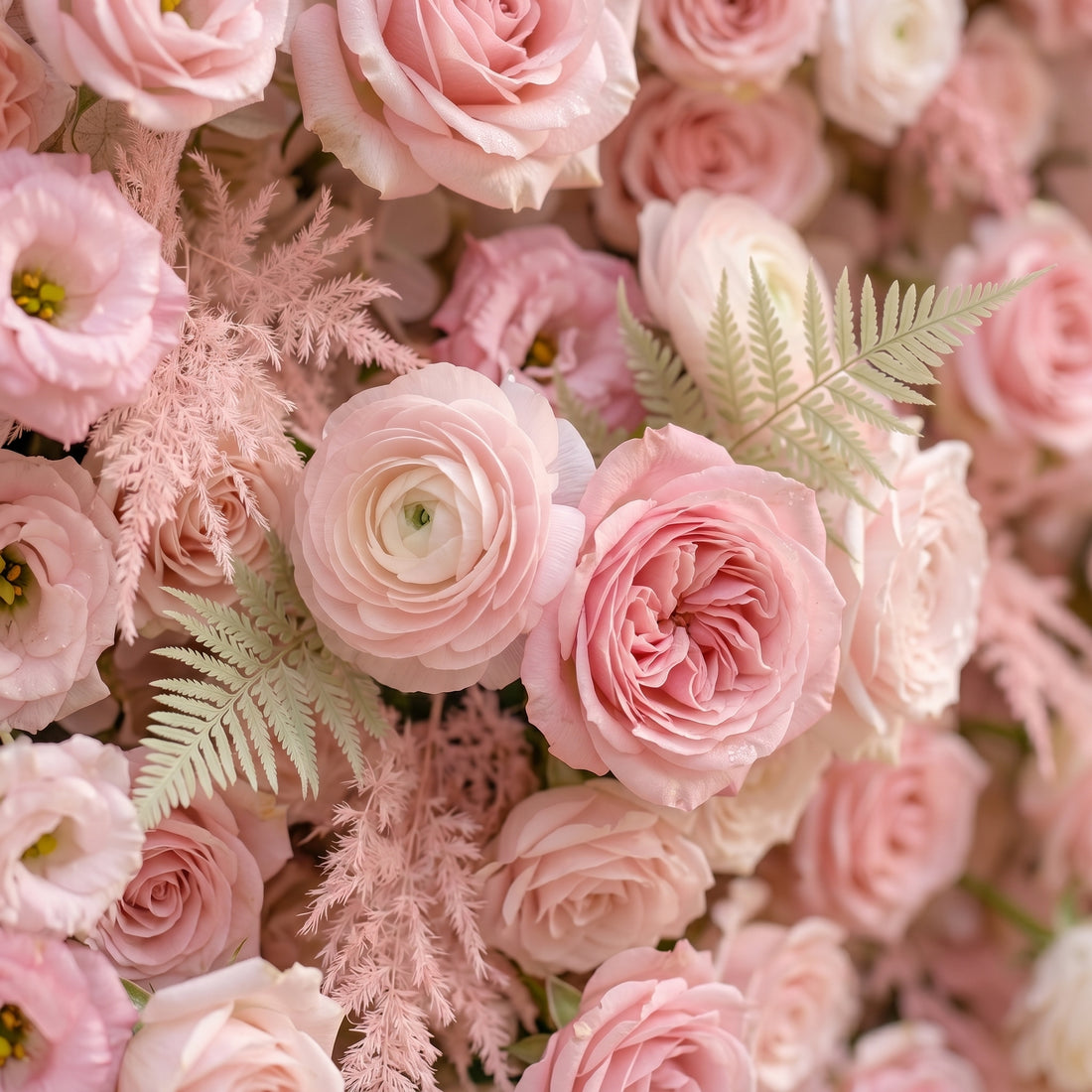 Vale Luxury 4D All-Blush Pink Silk Floral Wall Roll-Up Fabric Backdrop for Romantic Dream Weddings