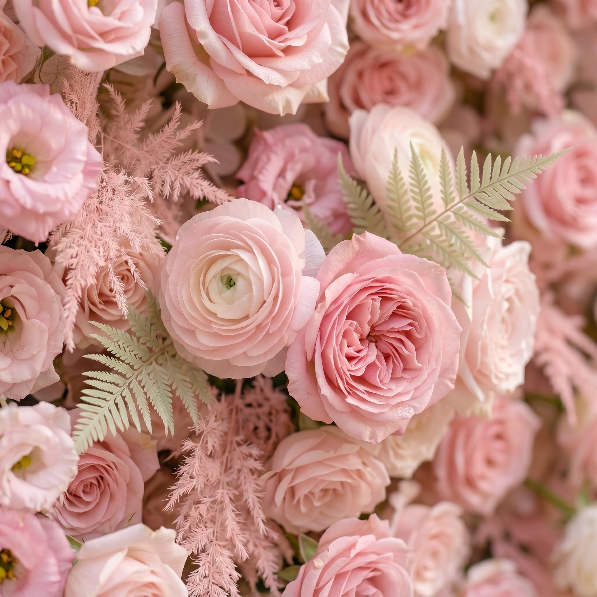 Vale Luxury 4D All-Blush Pink Silk Floral Wall Roll-Up Fabric Backdrop for Romantic Dream Weddings