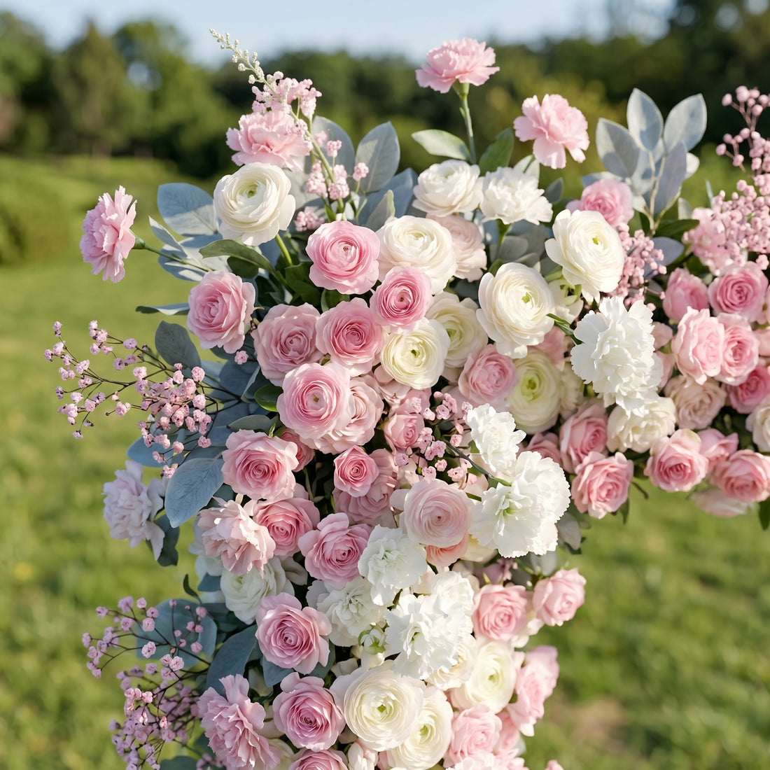 Nellie Pink &amp; White flower arch Wedding Party Event Background Floral Arch Decoration