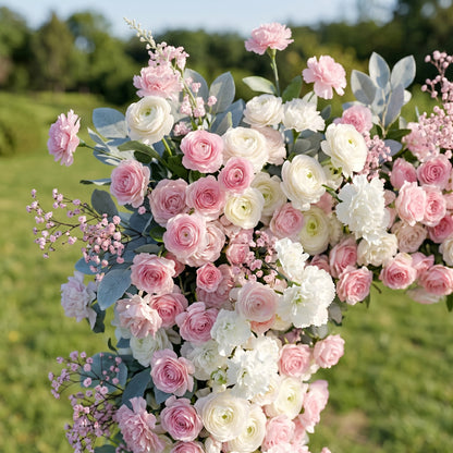 Nellie Pink &amp; White flower arch Wedding Party Event Background Floral Arch Decoration