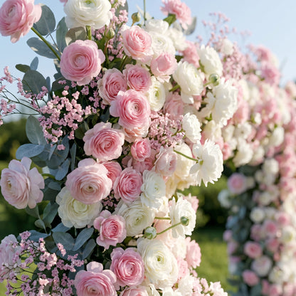 Nellie Pink &amp; White flower arch Wedding Party Event Background Floral Arch Decoration