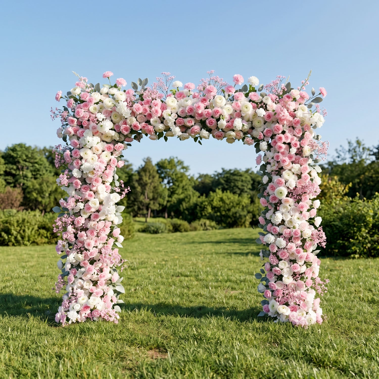 Nellie Pink &amp; White flower arch Wedding Party Event Background Floral Arch Decoration