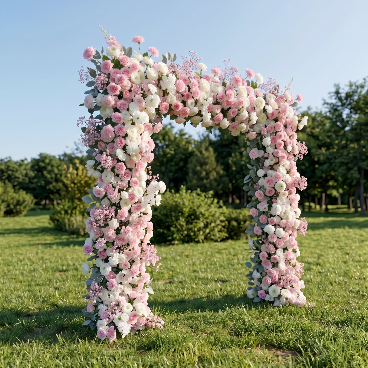 Nellie Pink &amp; White flower arch Wedding Party Event Background Floral Arch Decoration