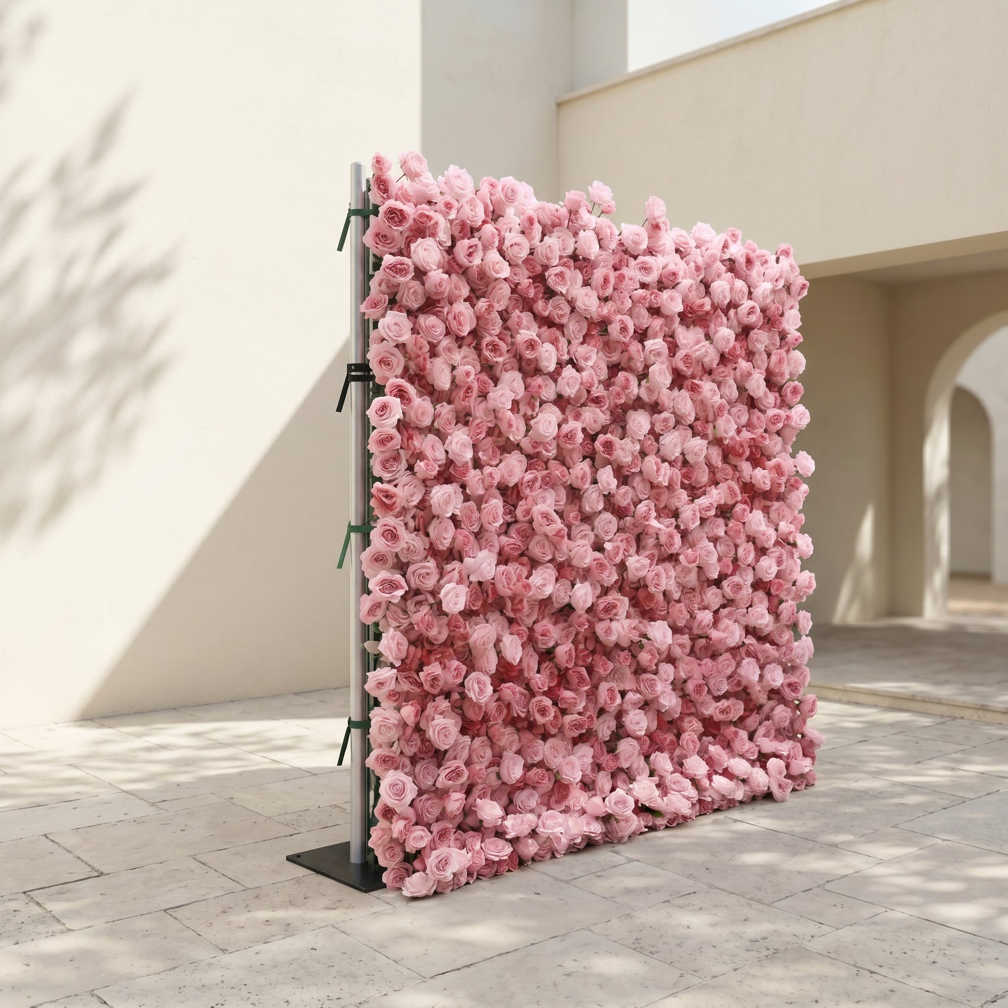 Nectar Luxury 4D Pink Silk Floral Wall Roll-Up Backdrop for Elegant Minimalist Weddings