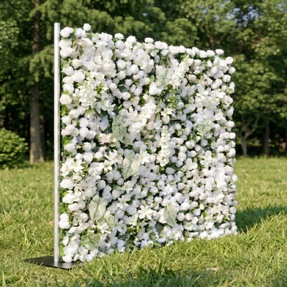 Reina 3D White Rose &amp; Greenery Flower Wall Fabric Artificial Zip Up Curtain Flower Wall For Wedding and Events Decoration