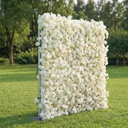 Rheania 4D Flower Wall Fabric Artificial Zip Up Curtain Flower Wall For Wedding and Events Decoration