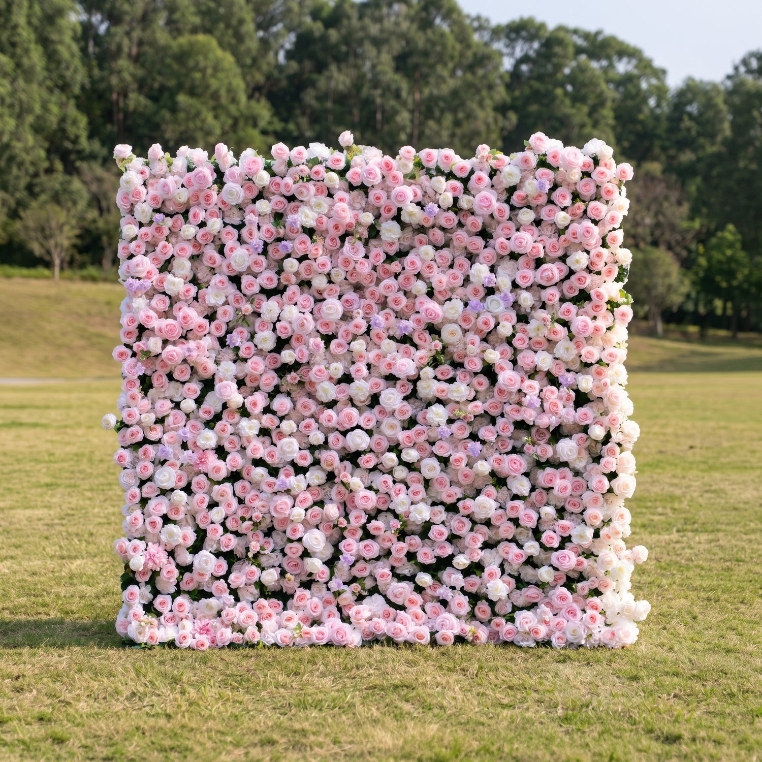 Rosalie 3D Pink Rose Flower Wall Fabric Artificial Zip Up Curtain Flower Wall For Wedding and Events Decoration
