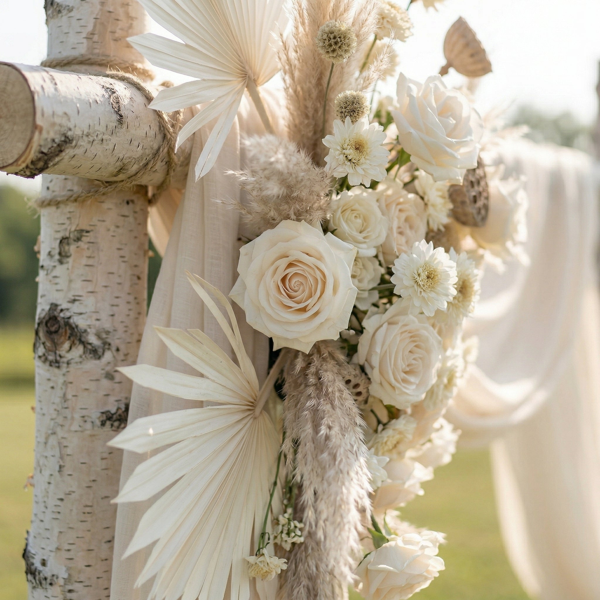 Rosara White Rose Swag Set Flowers Kit with Drapes for Garden Wedding Backdrop