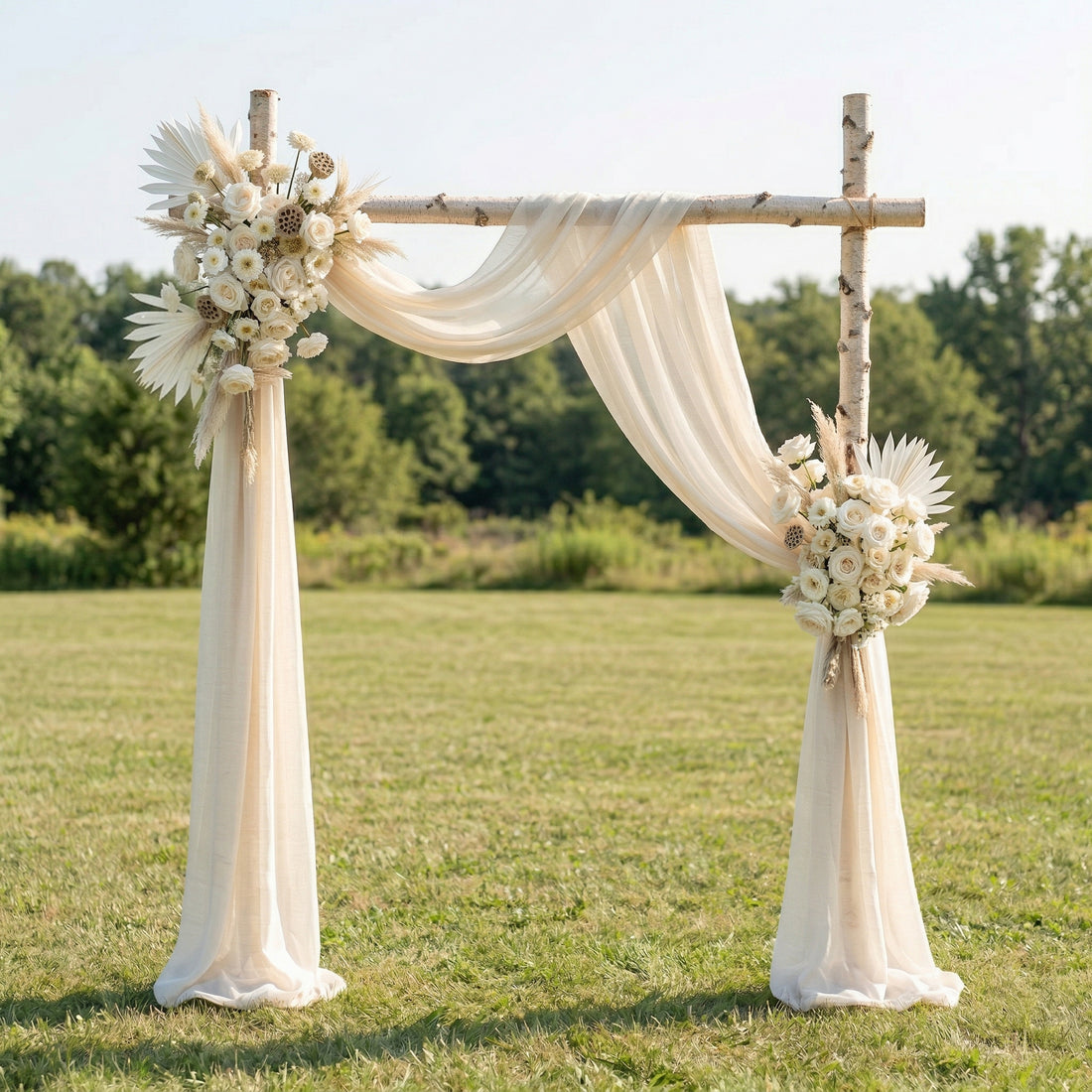 Rosara White Rose Swag Set Flowers Kit with Drapes for Garden Wedding Backdrop