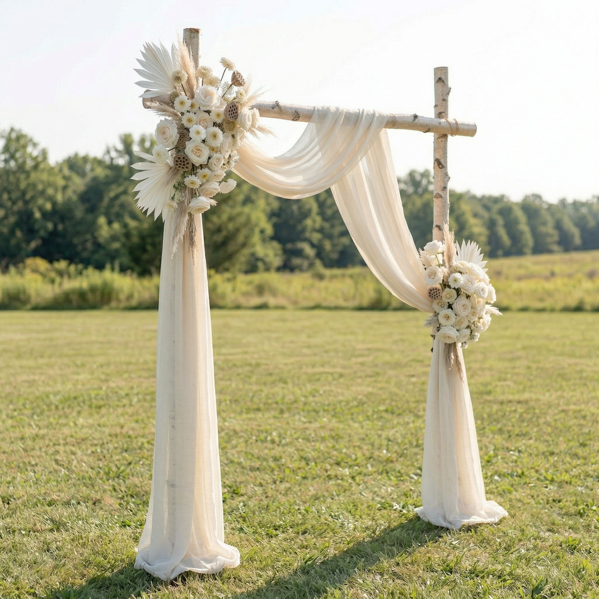 Rosara White Rose Swag Set Flowers Kit with Drapes for Garden Wedding Backdrop